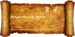 Mayersberg Absa névjegykártya
